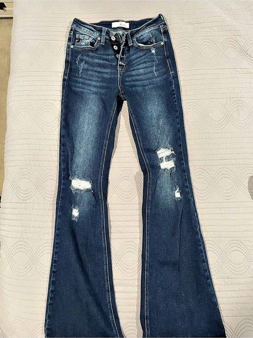 KanCan KC8327D Distressed Flare Jeans Blue Waist 27
